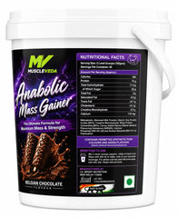 MuscleVeda Anabolic Mass Gainer - Belgian Chocolate Flavour, 4.5KG (10LBS)