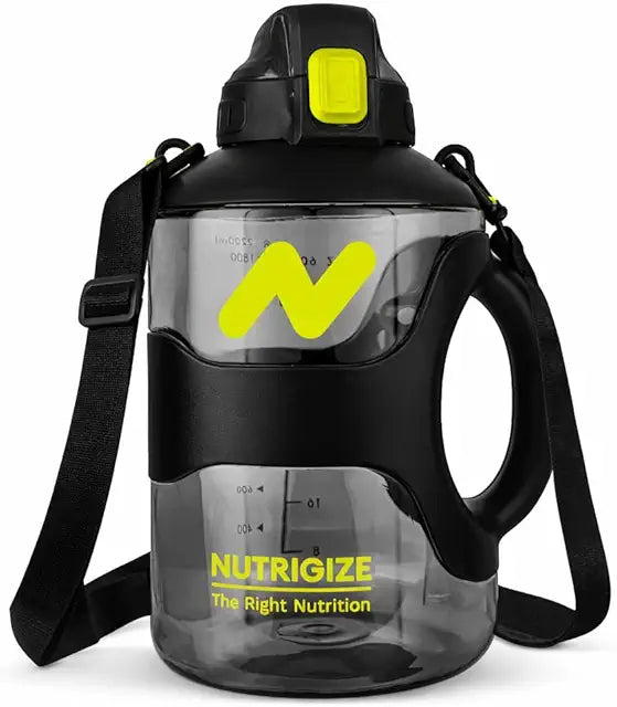 GHC Nutrigize Leakproof Gallon Water Bottle with Handle, 2 L, Black
