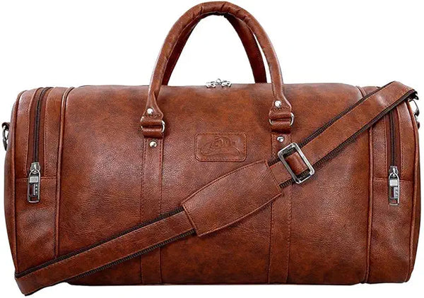 Man Arden PVC Leather Travel Duffle Bag, Pantone Tan