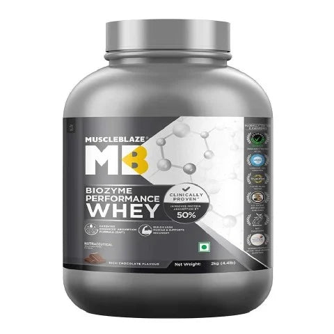 MuscleBlaze Biozyme Performance Whey, 2 kg (4.4 lb), Rich Chocolate