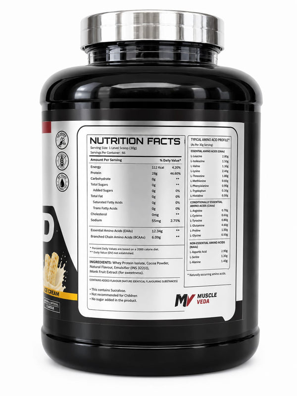 MuscleVeda ISO Ripped Whey Protein Isolate – Ice Cream Flavor, 2kg