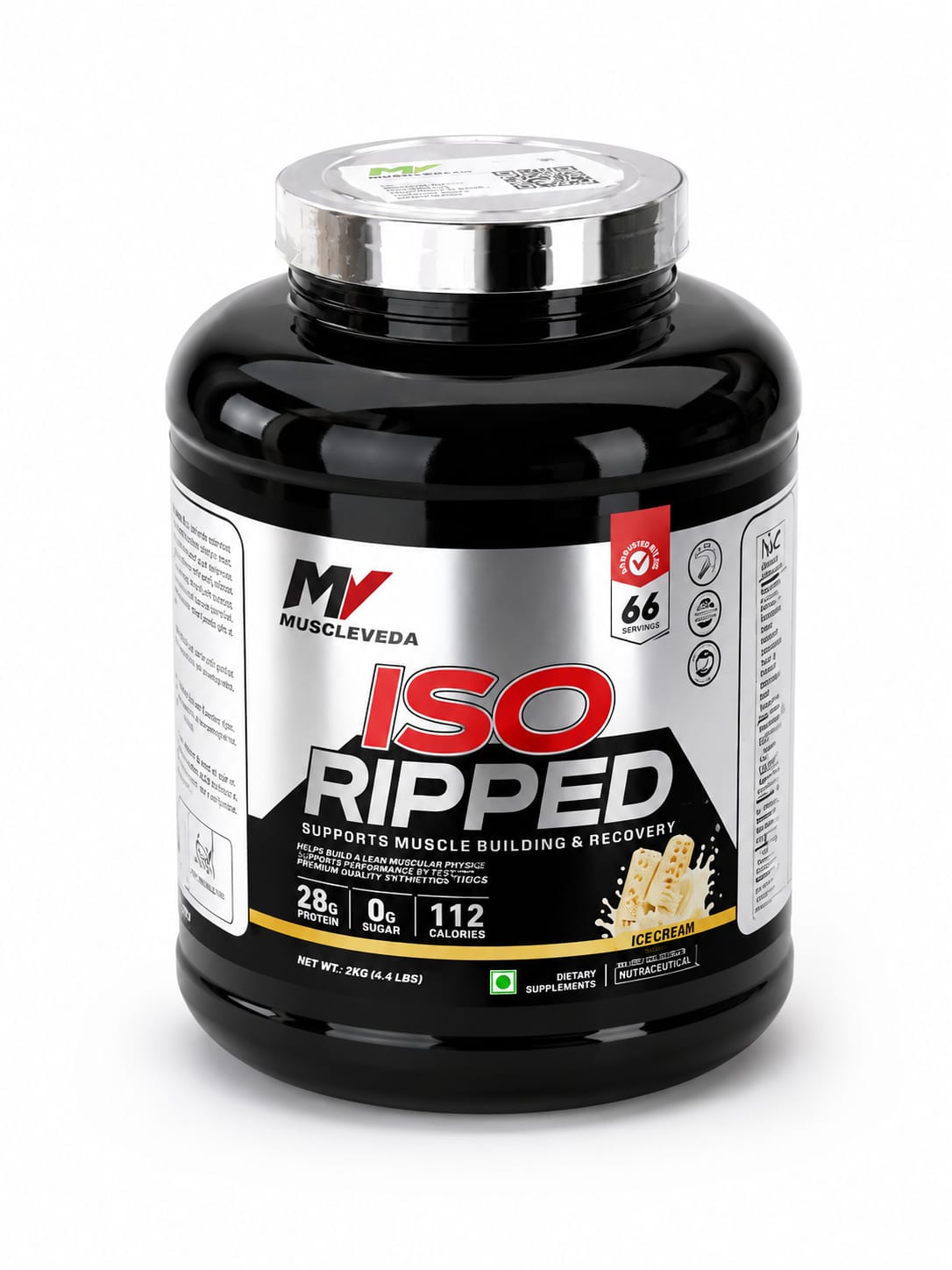 MuscleVeda ISO Ripped Whey Protein Isolate – Ice Cream Flavor, 2kg