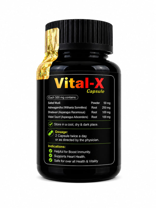 MuscleVeda Vital-X Veg Capsules – 60 Capsules | Stamina & Vitality Support