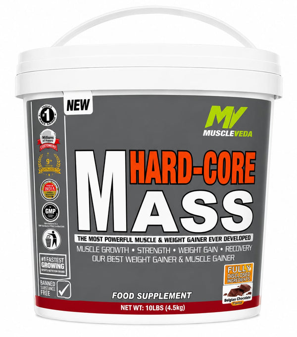Muscle Veda Hard-Core Mass Weight Gainer – Belgian Chocolate Flavour | 10 lbs / 4.5 kg