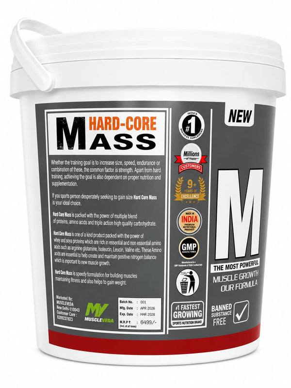 Muscle Veda Hard-Core Mass Weight Gainer – Belgian Chocolate Flavour | 10 lbs / 4.5 kg